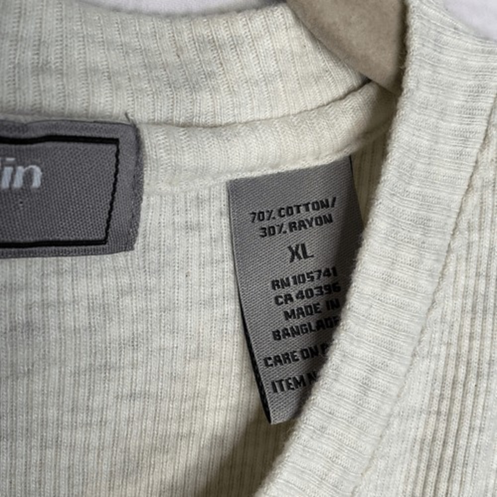 Pierre Cardin Men's XL Ivory Tee Knit Ribbed Pullover Sweater‎ Short Sleeve - Picture 6 of 9
